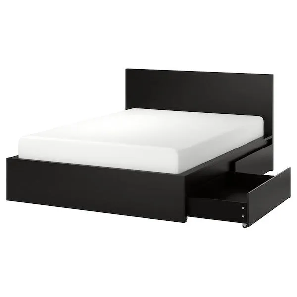 Cama estructural con 2 cajones, negro,