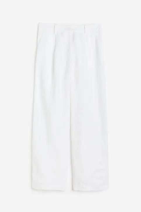 Pantalón amplio en mezcla de lino