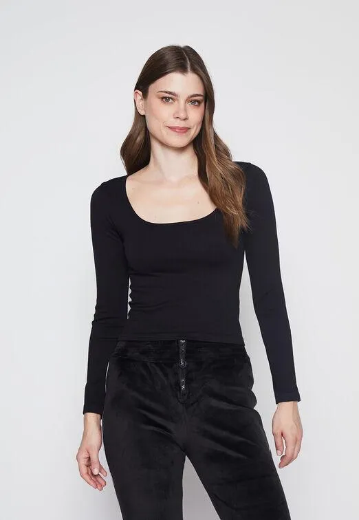 Polera Mujer Negro Seamles Family Shop