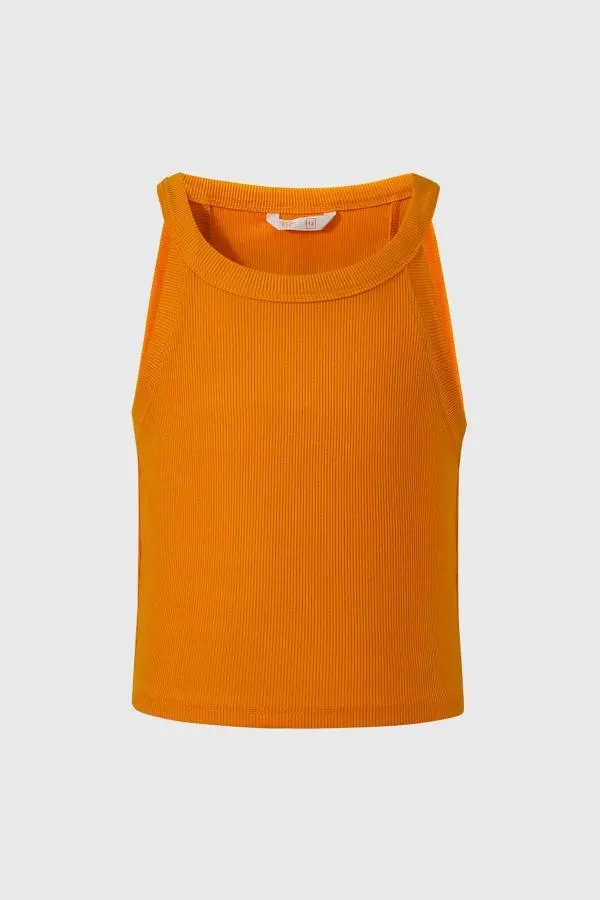 Polera niÑa liso rib naranjo