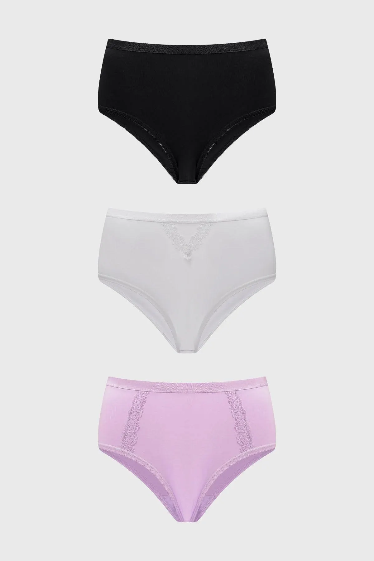 Calzón Mujer Tripack Tiro Alto Lila