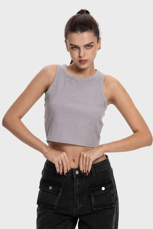 Polera mujer lisa bipack gris