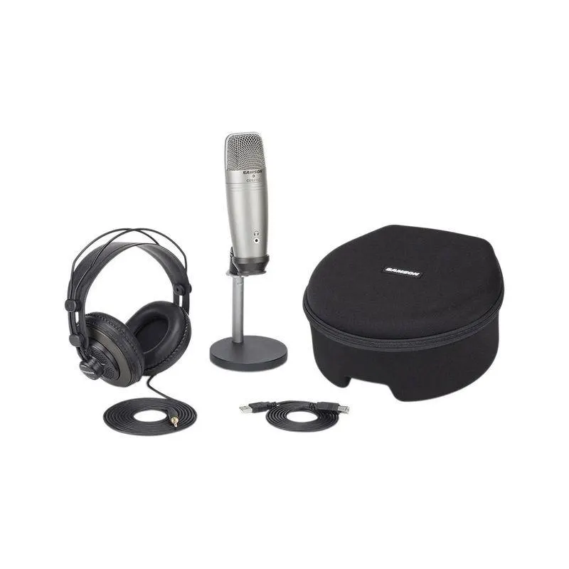 Pack de micrófono y audífonos Samson USB C01U/SR850 Pro Recording/Podcast
