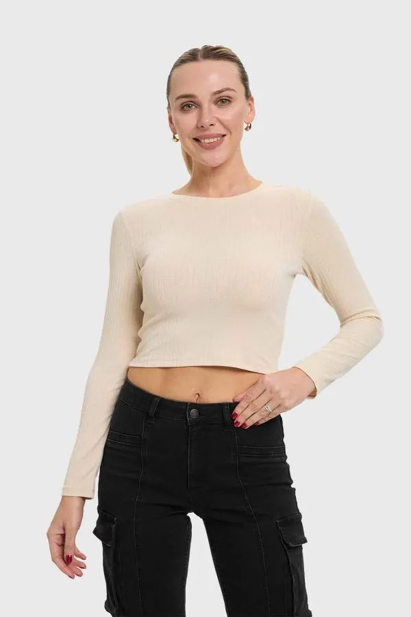 Polera mujer lisa beige claro