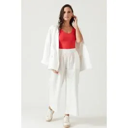 Pantalon de lino straight blanco