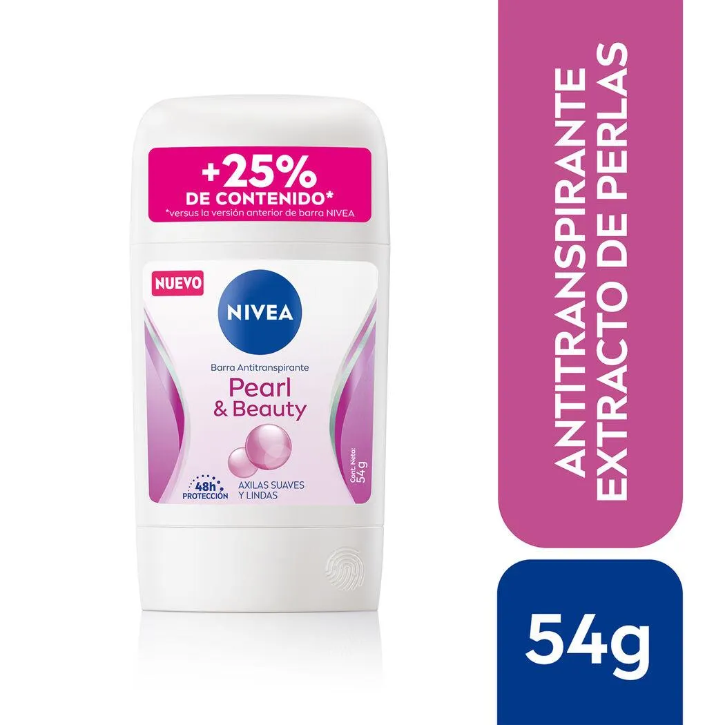 NIVEA Antitranspirante Aclarante Pearl & Beauty 48H Barra 54g