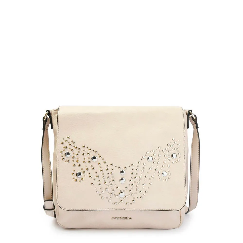 Carter bandolera con tapa blanco crudo