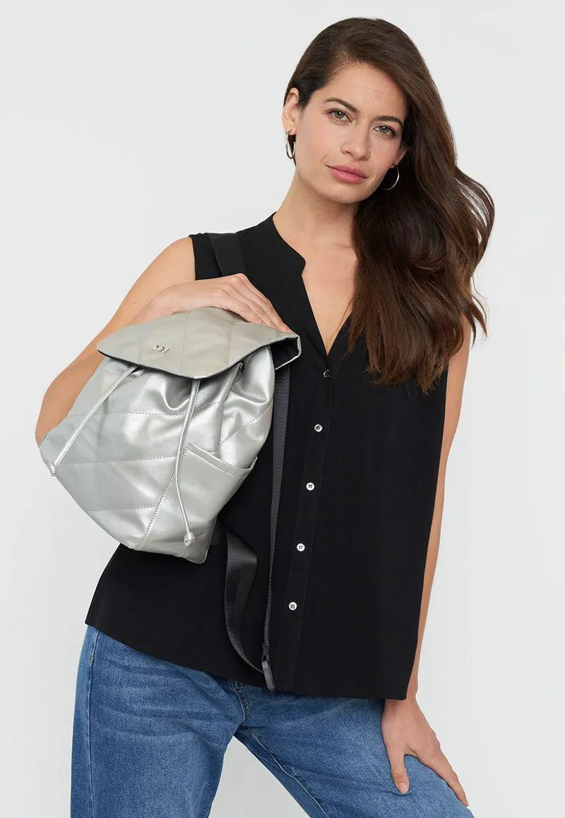 Mochila Mujer Metalizada Plateado