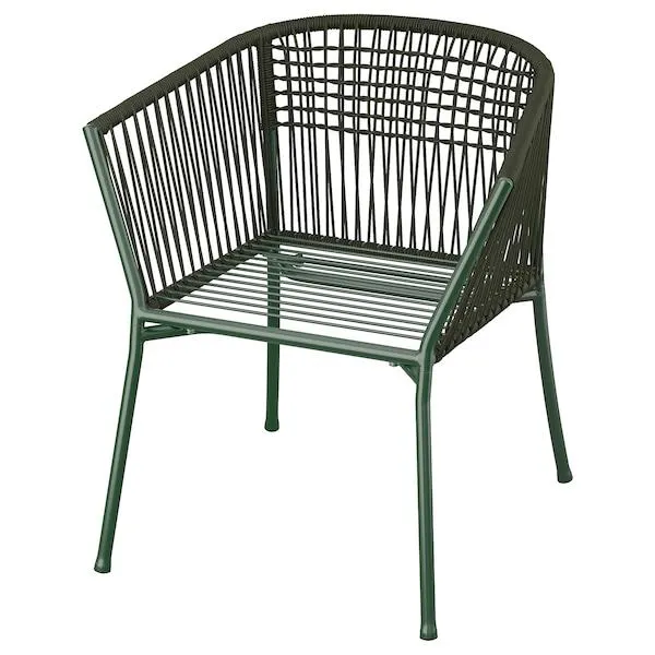 Silla con apoyabrazos para terraza, verde oscuro