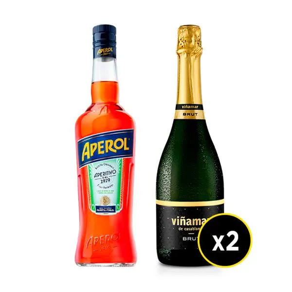 Pack Aperol Botella 750cc + Espumante Viñamar Brut 750cc x2