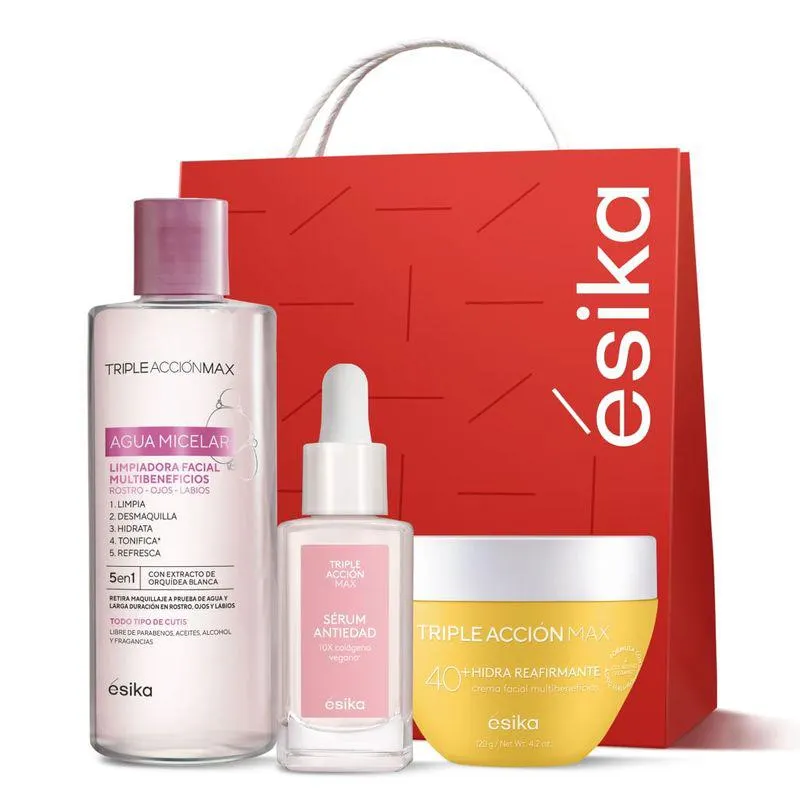 Set Antiedad: Agua Micelar + Sérum Facial + Crema de Rostro 40+ Triple Acción