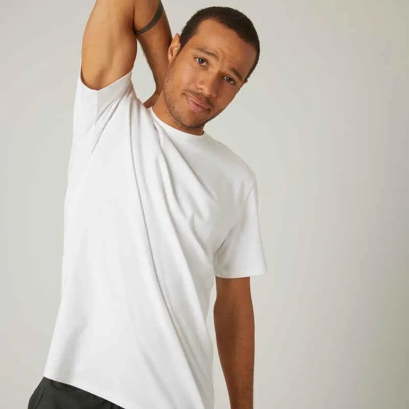 POLERA DEPORTIVA HOMBRE SUAVE BLANCA 500