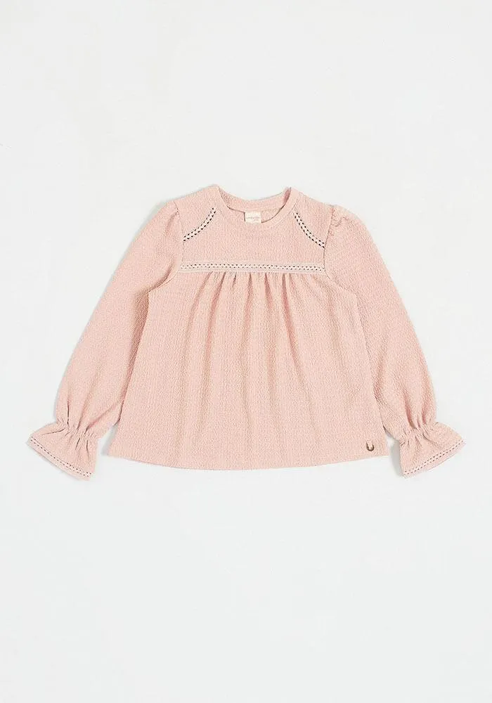 Polera Texturizada Con Detalles En Macramé 6 Rosado Medio 9