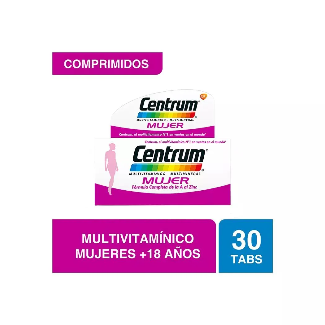 Centrum Mujer Multivitamínico con Vitaminas y Minerales 30 Comprimidos