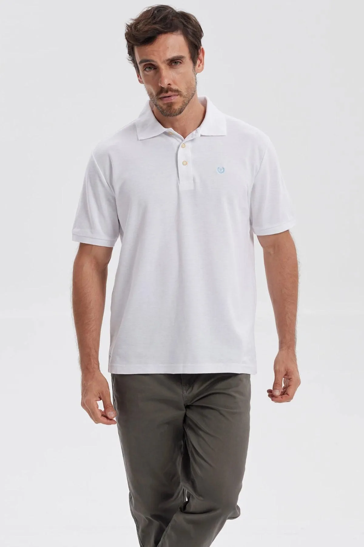 Polera Hombre Pique Básica Lisa Blanco