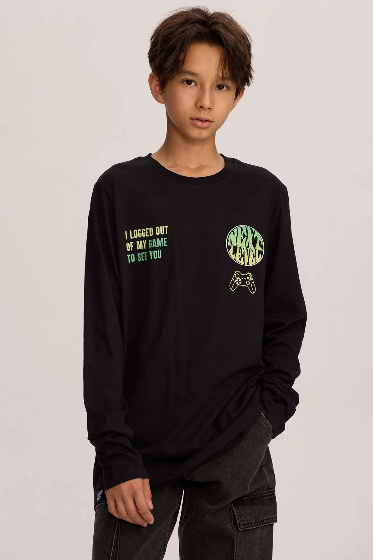 Polera Niño Print Negro