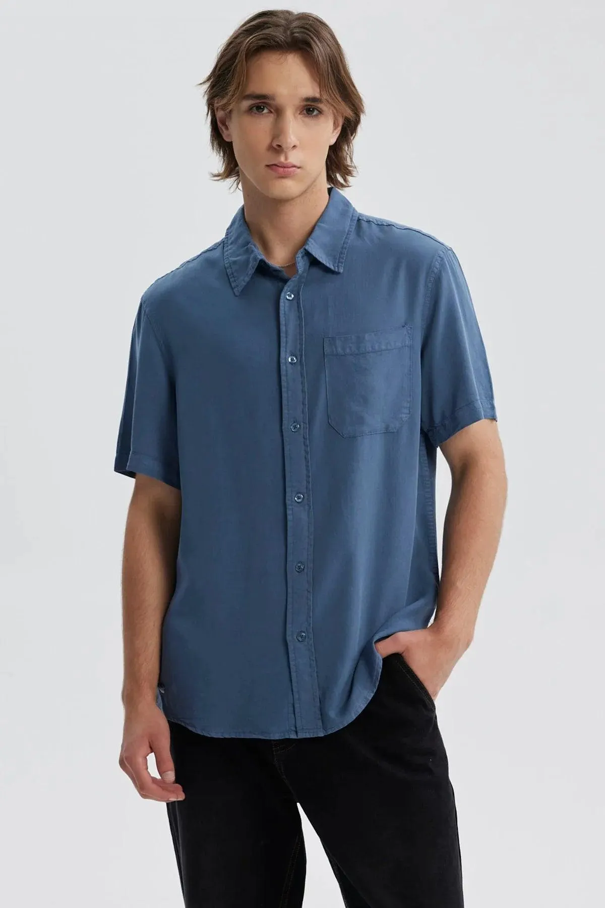 Camisa Hombre Lyocell Azul