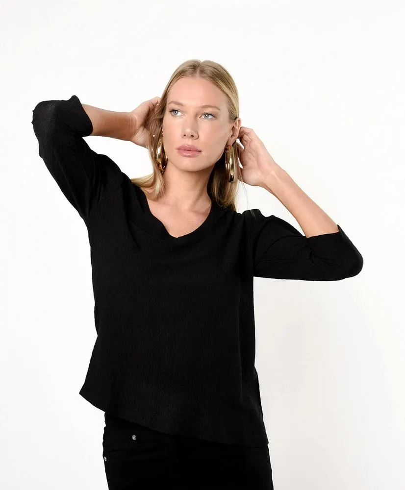 Polera mujer textura cuello en v