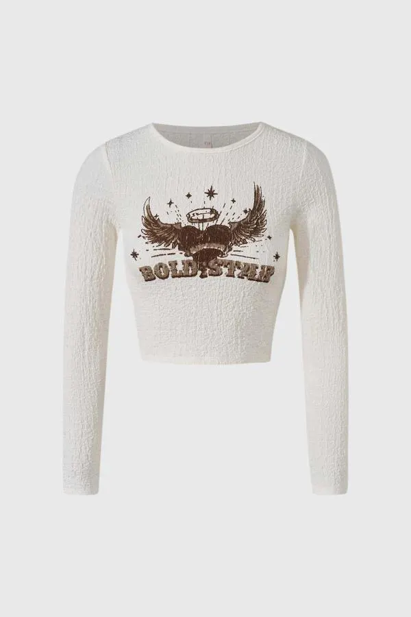 Polera niÑa crop crep crudo