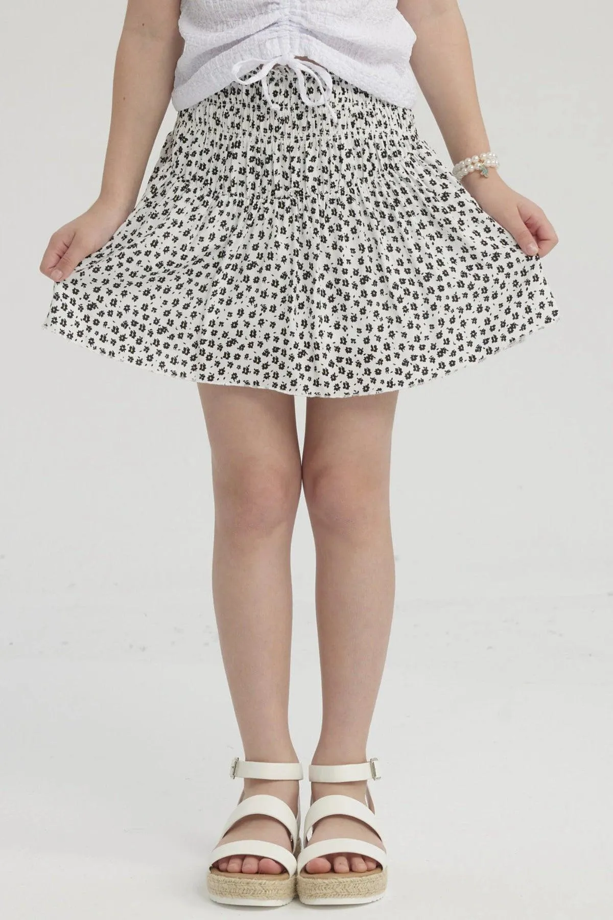 Falda Niña Short Viscosa Crudo