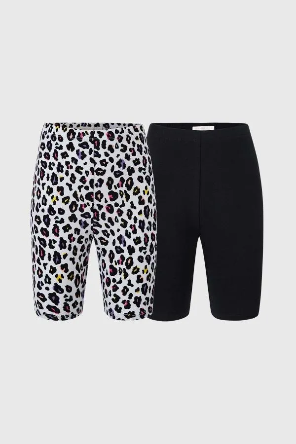 Calza niÑa corta full print crudo