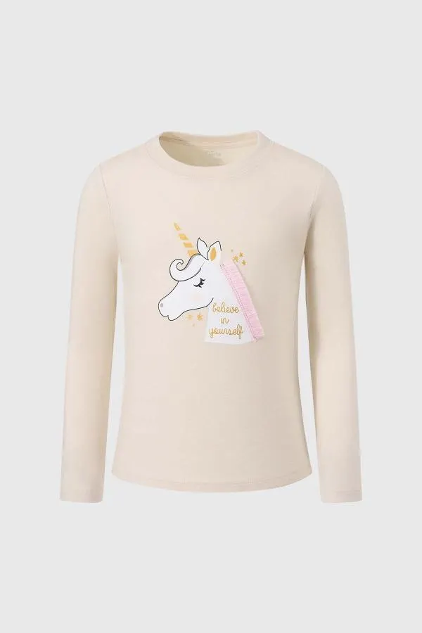 Polera niÑa con aplicaciÓn tul beige