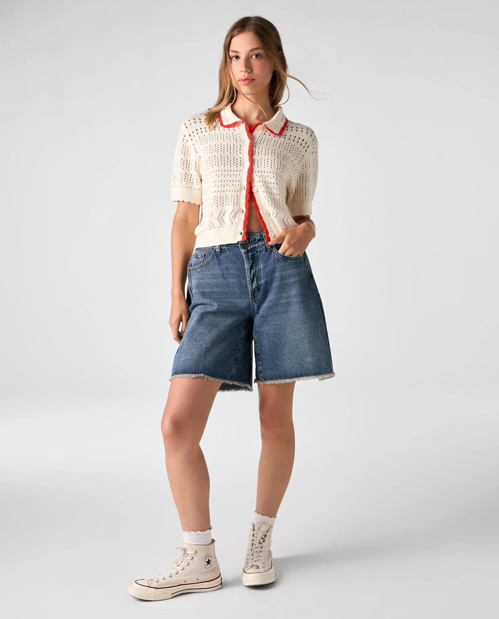 Camiseta tipo polo tejida para mujer