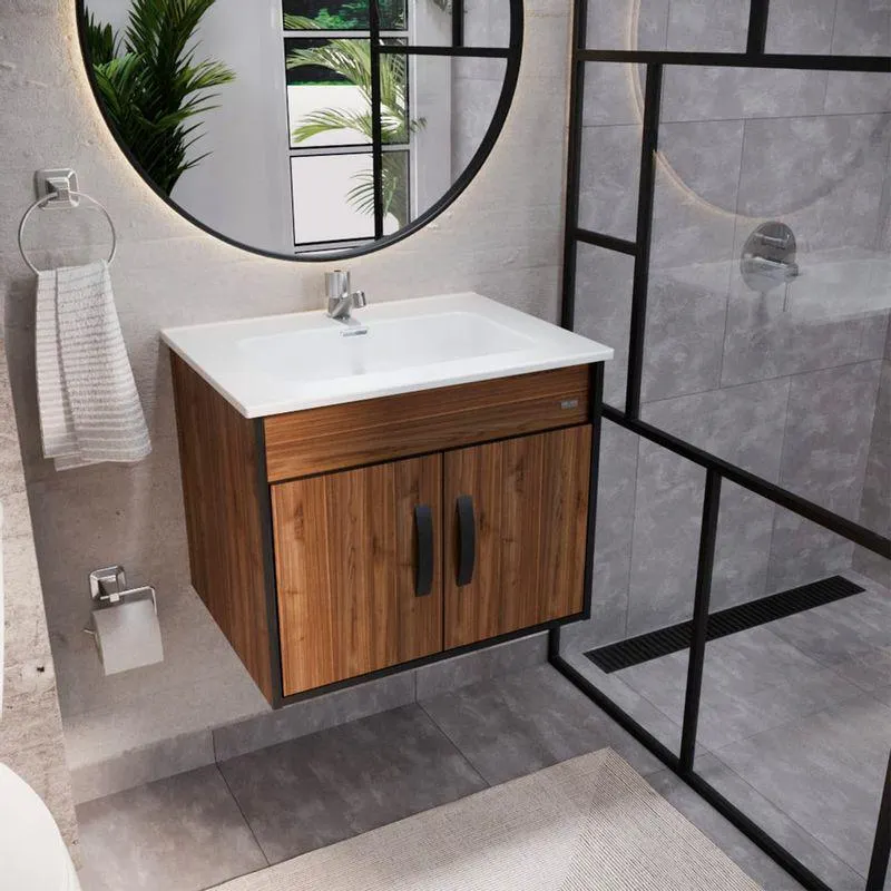Mueble de Baño Dustry Suspendido Café con Lavamanos y 2 puertas 600x500x460 mm