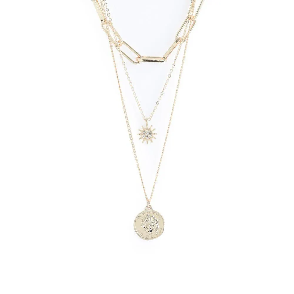 Coin collar candado triple dorado