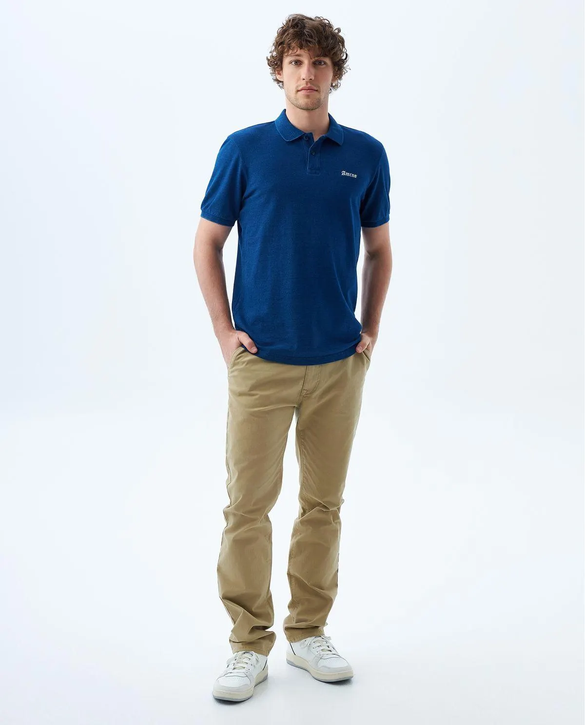 Camiseta polo en denim para hombre