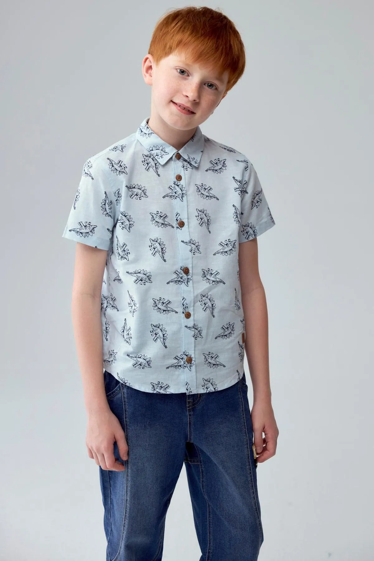 Camisa Niño Lino Celeste