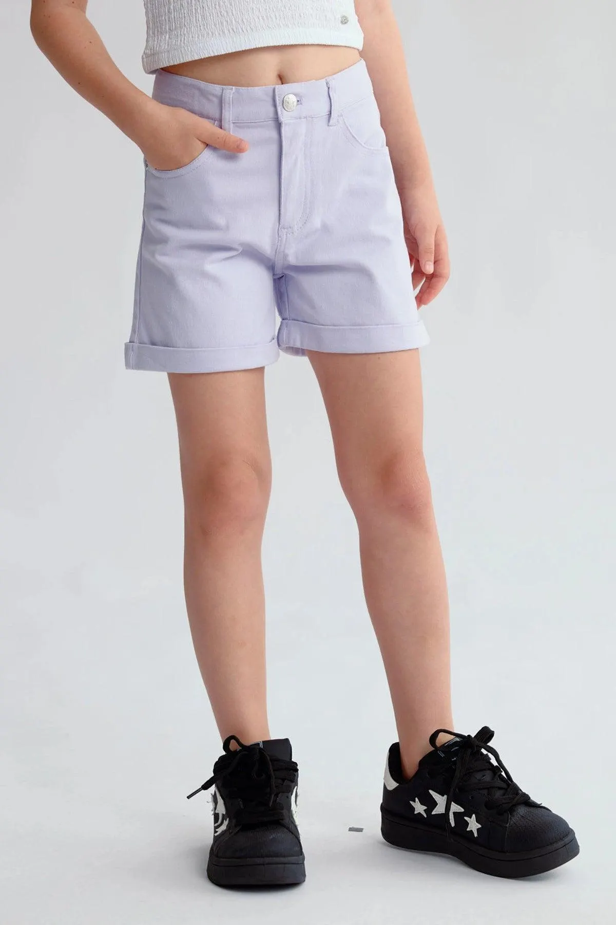 Short Niña Gabardina Básico Lila