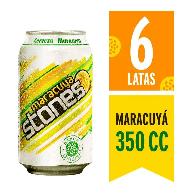 Pack 6 un. Cerveza Stones Maracuya Fuit Beer 2.5° 350 cc
