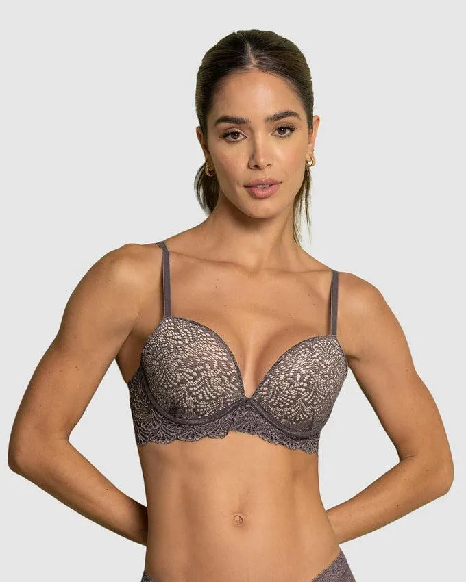 Sostén doble realce escote profundo elaborado en encaje