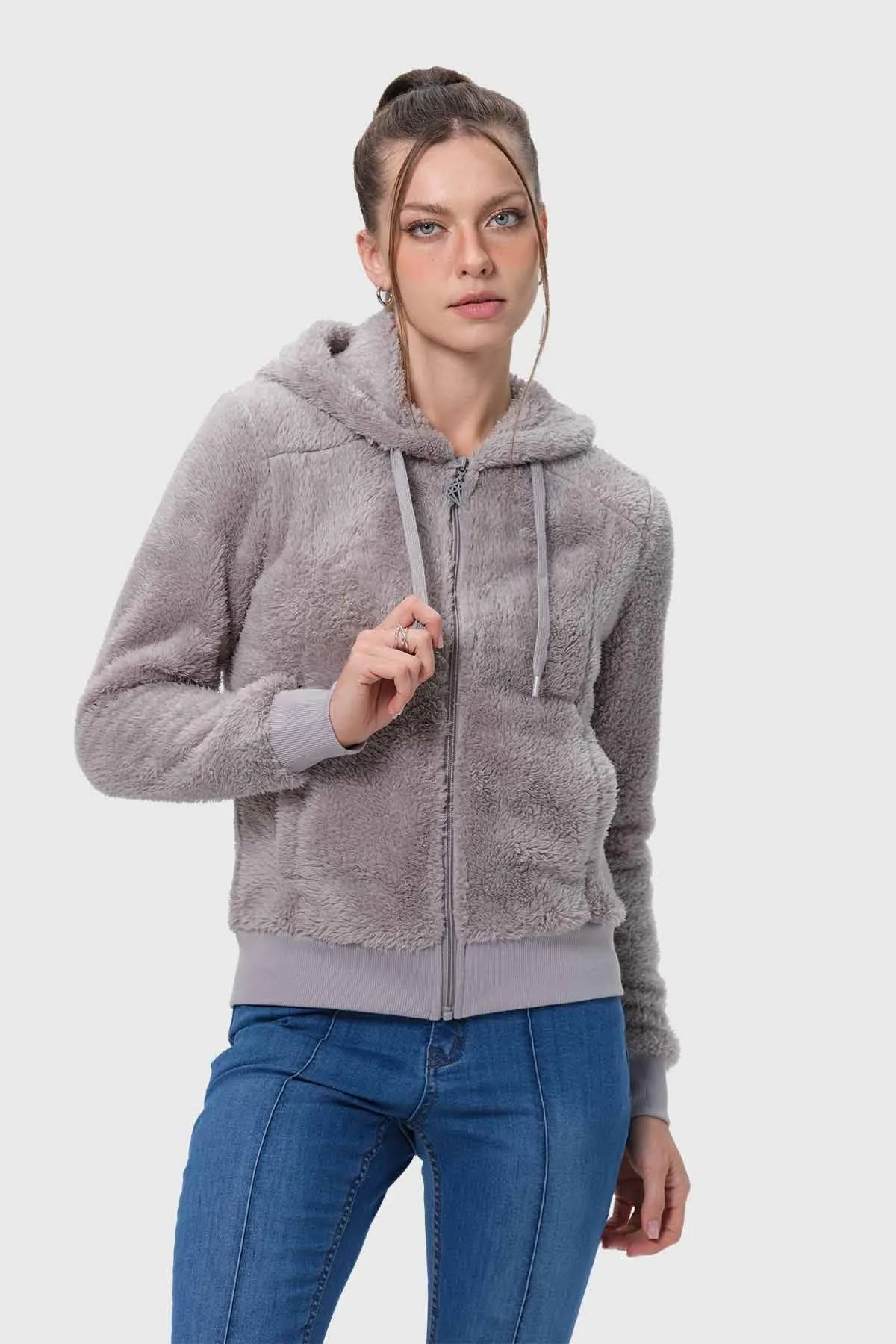 Polar Mujer Peludo Gris