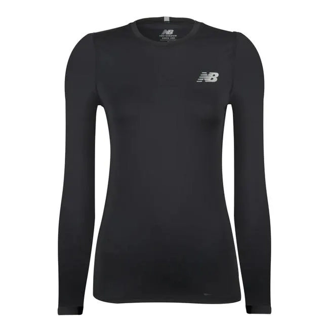 Polera Manga Larga Running Mujer New Balance Negra