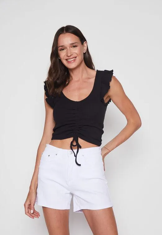 Polera Mujer Negro Rib Family Shop