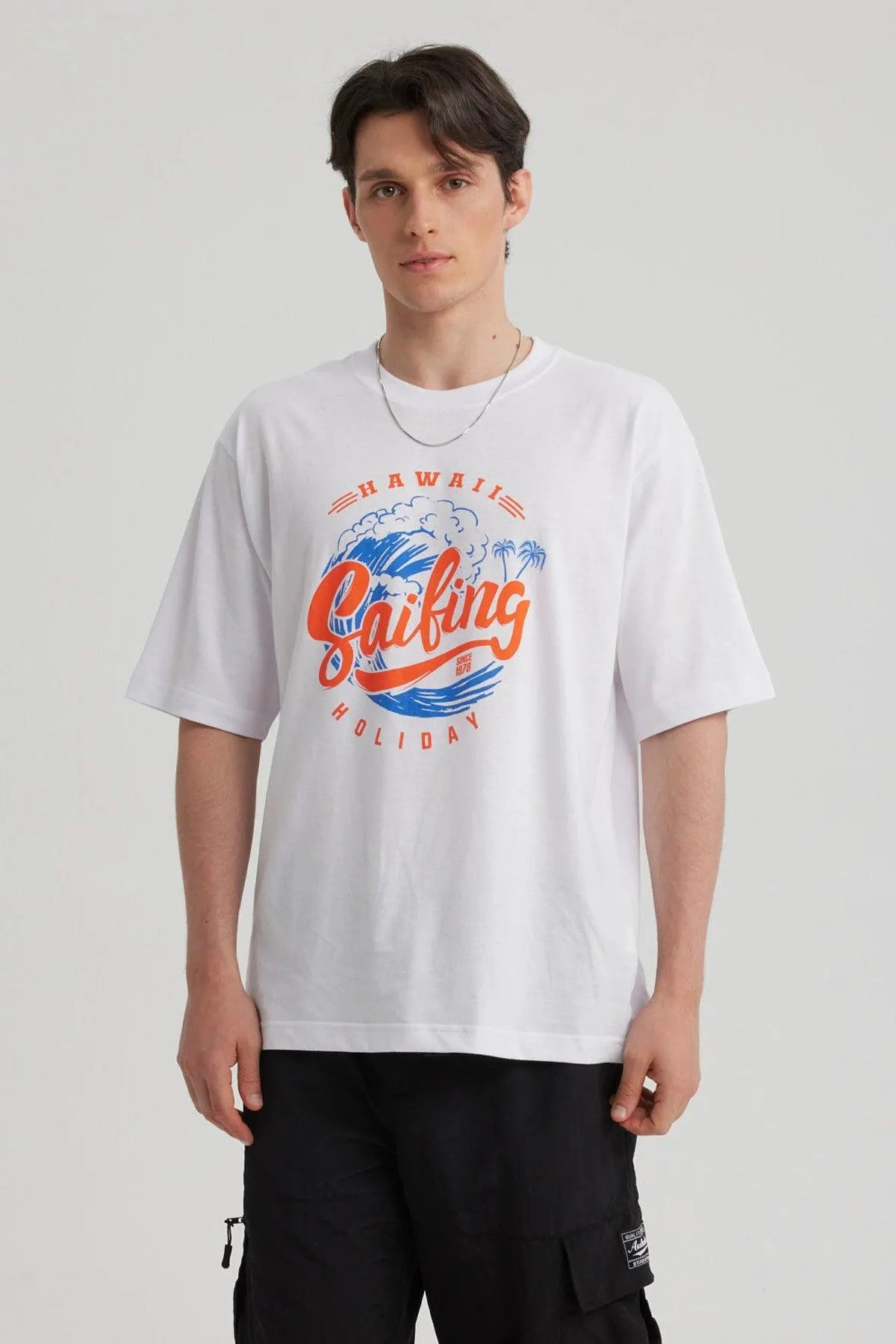 Polera Hombre Print Central Blanco