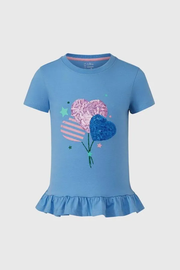 Polera niÑa aplicaciÓn tul celeste