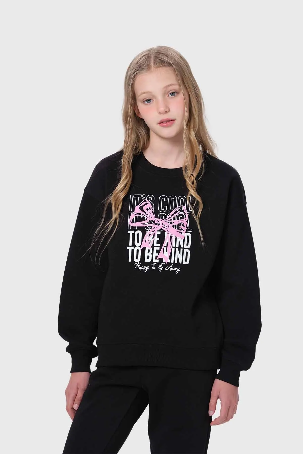 Polerón Niña Básico Negro