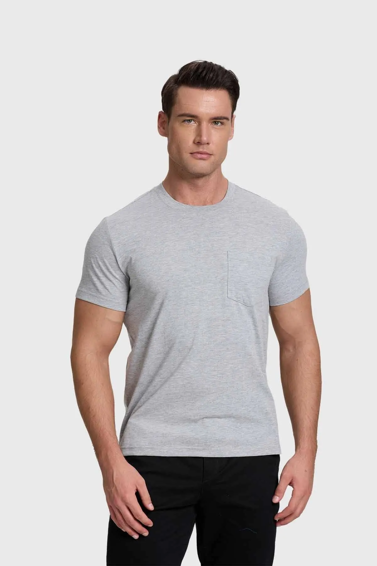 Polera Hombre Básica Con Bolsillo Gris