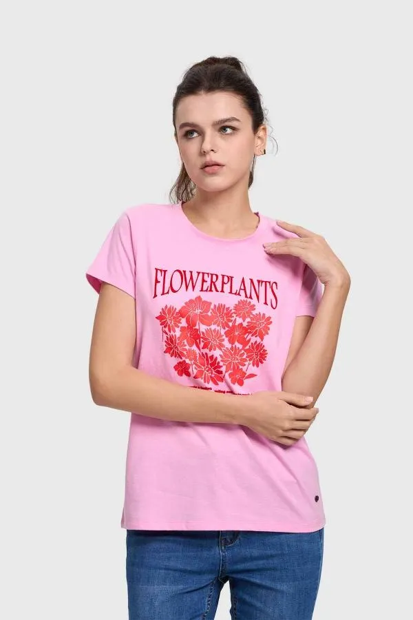 Polera mujer bÁsica print rosado claro i