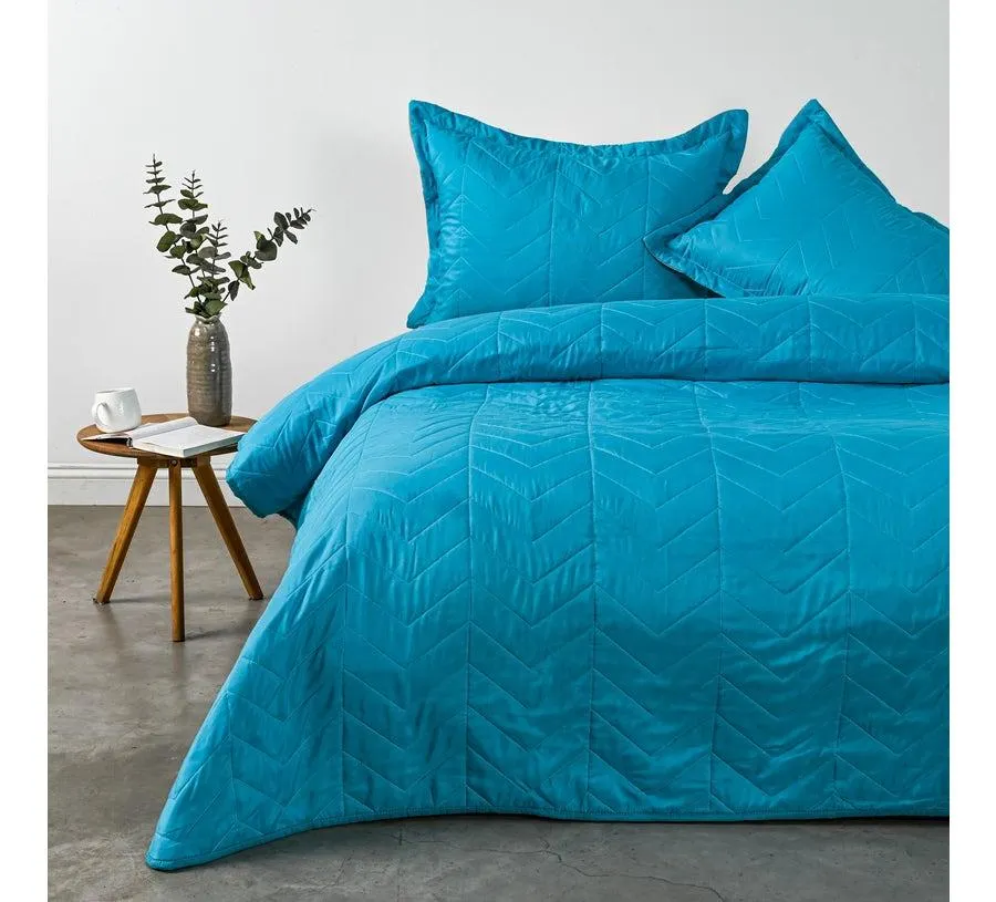 Quilt King Bicolor Turquesa Gris