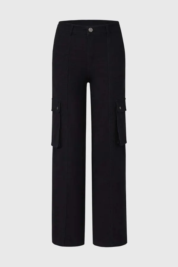 PantalÓn niÑa wide leg cargo negro ii fsp