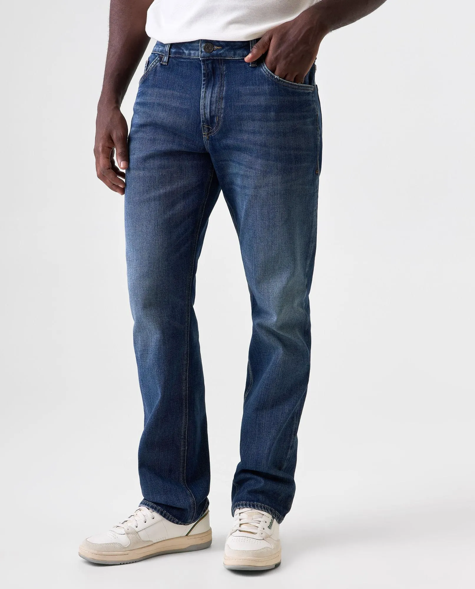 Jean Slim and Straight tiro medio para hombre