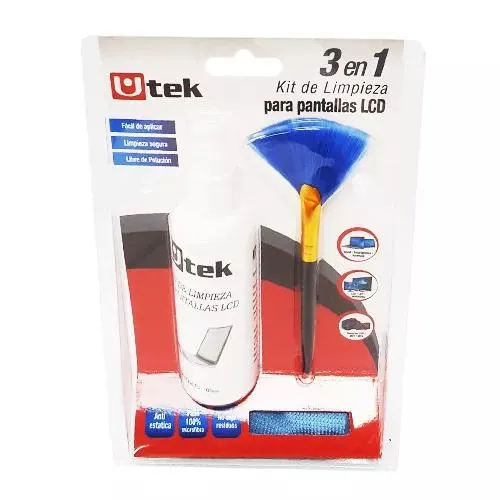 Kit de limpieza 3 en 1 liquido 100ml, escobilla y paño de microfibra - 0040062