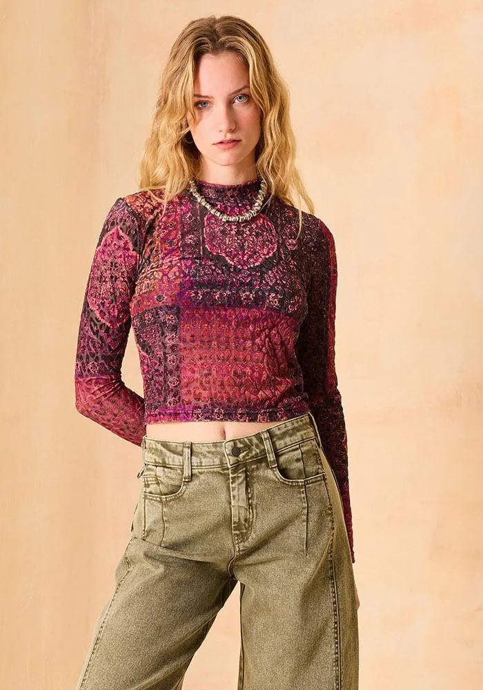 Polera estampada velvet devore