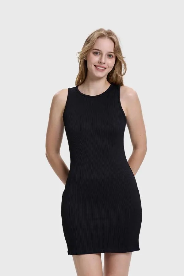 Vestido mujer abertura espalda negro