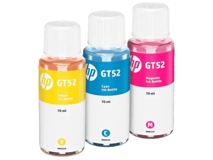 Botellas de Tinta HP GT52 Cian, Amarillo y Magenta Original