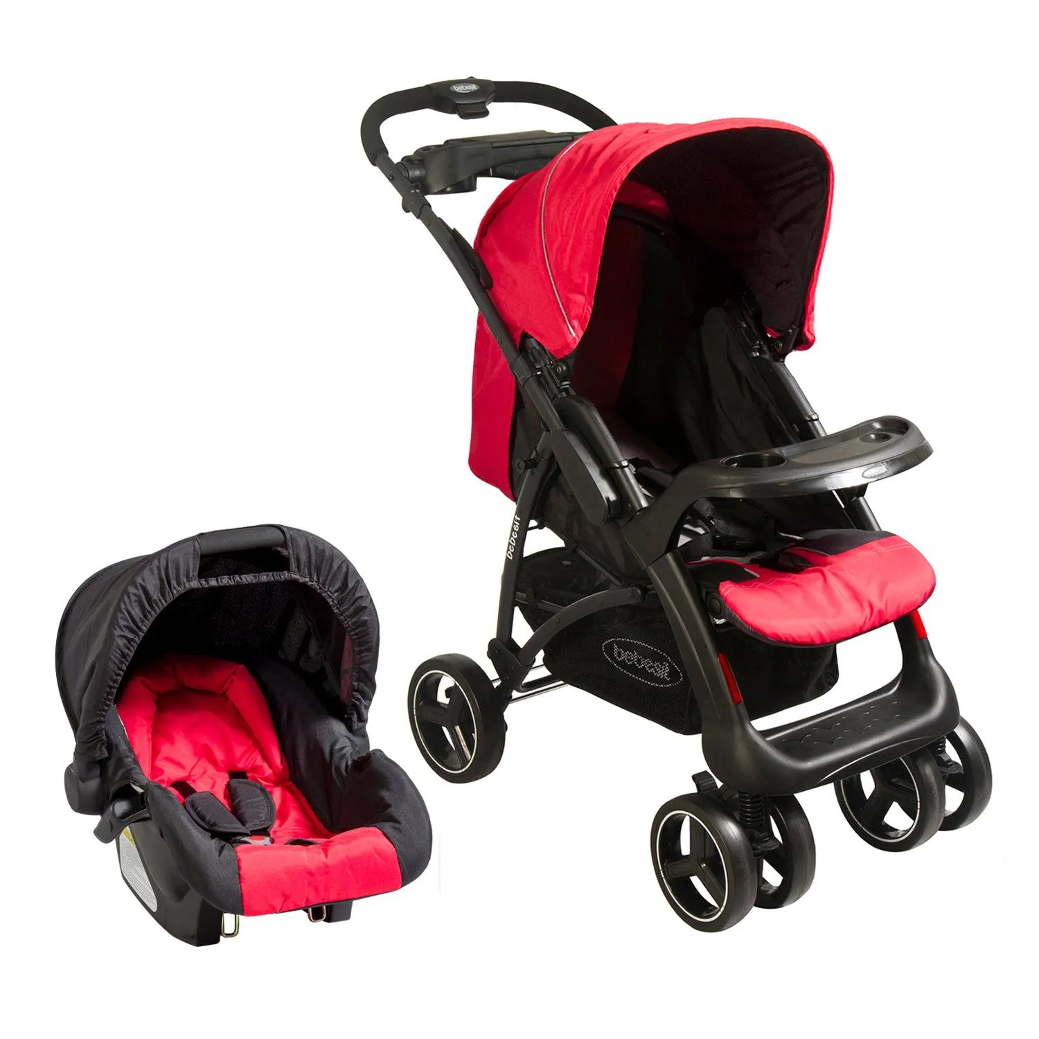 Coche Travel System Lugano Negro y Rojo